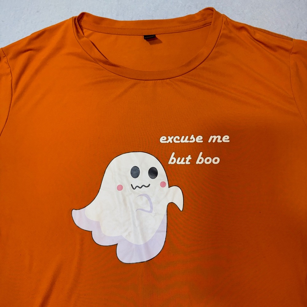Shein Orange Ghost Halloween Boo Graphic T Shirt Plus Size 4XL‎